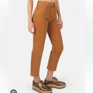Re/done ultra high stove pipe terracota denim jeans Raw Hem Sz 26 RET: $295 LOOK